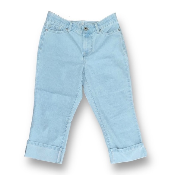 Style & Co Size 4 Petite High-Rise Roll-Cuff Blue Cropped Jeans - Picture 1 of 4